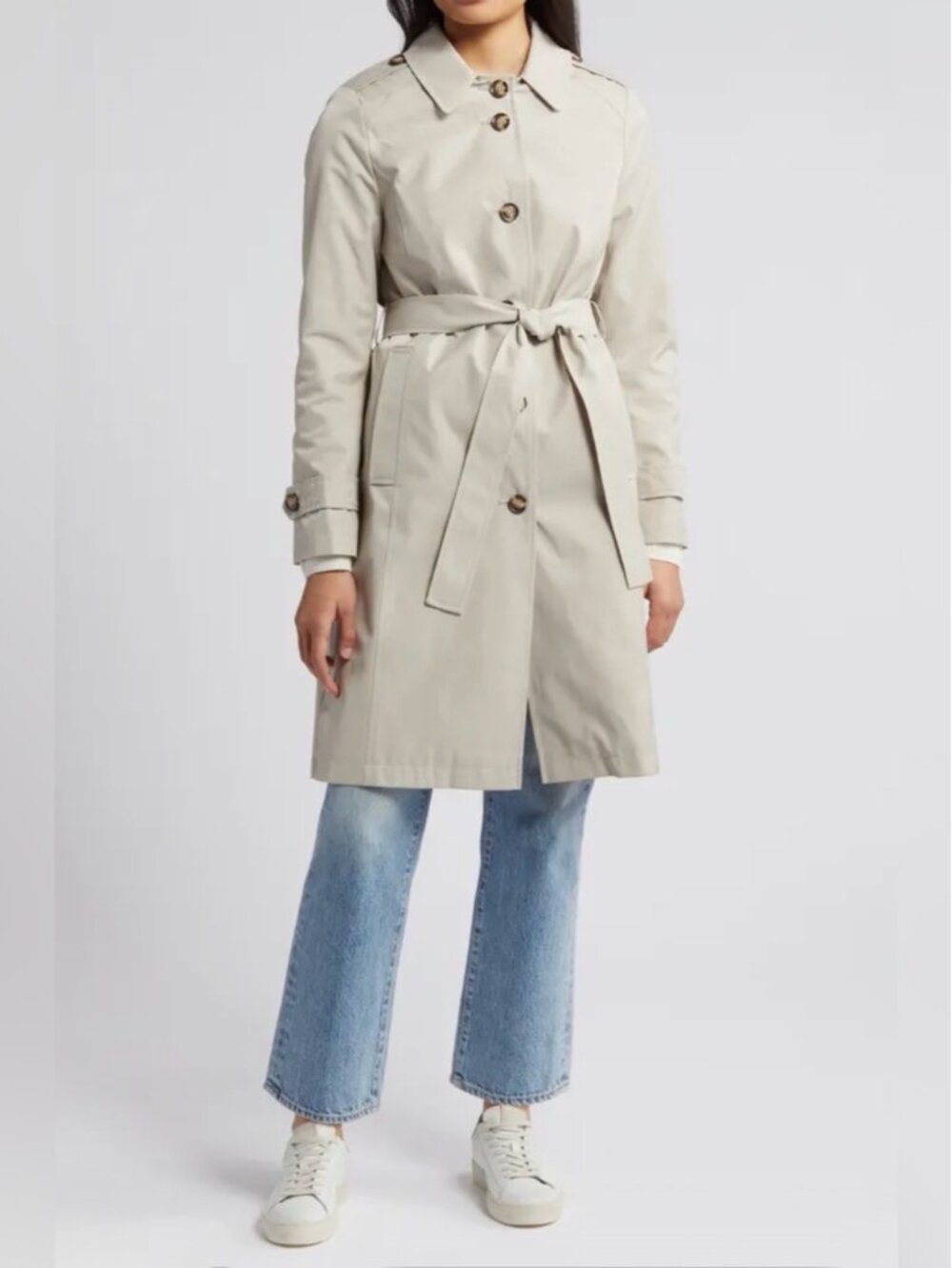 Via Spiga Water Repellent Back Button Trench Coat